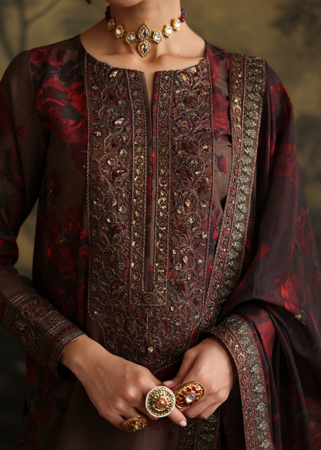 Humjoli | Rehana Luxury Collection | BROWN ROME -  Humjoli Ladies Clothes - Original Designer Dress - House of Maryam