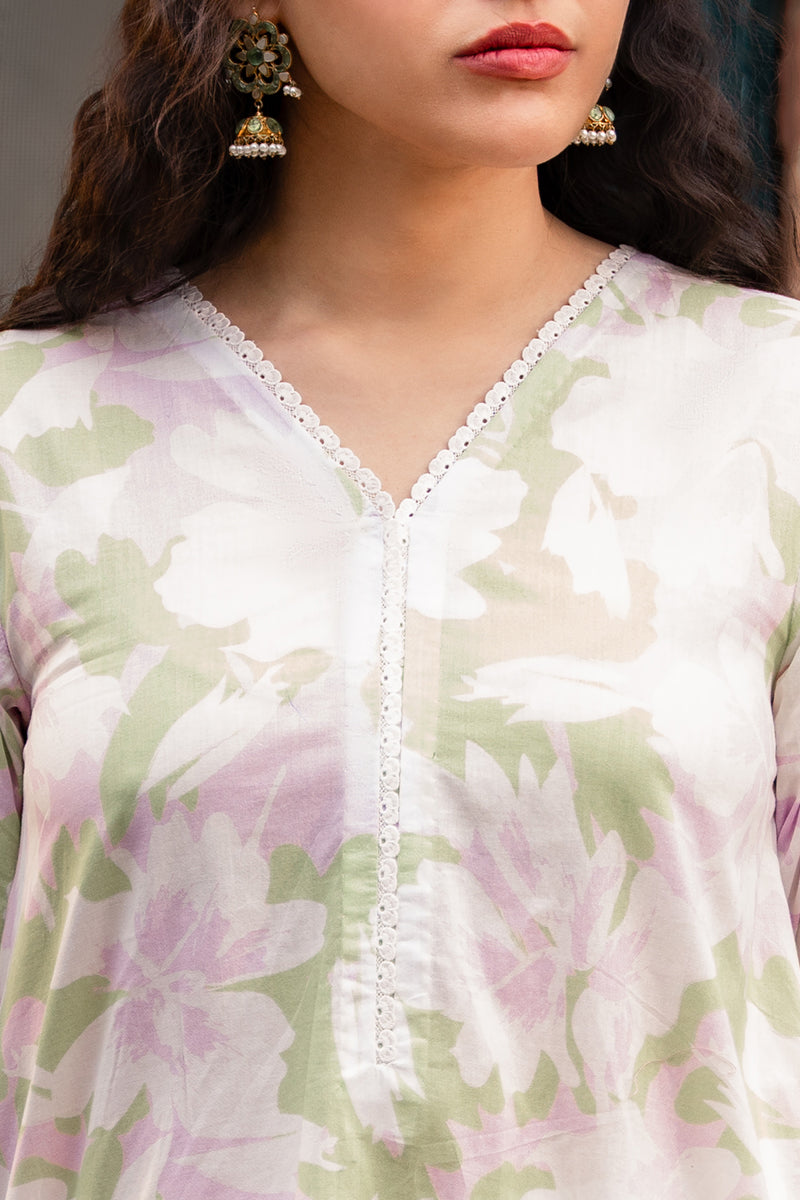 Cross Stitch | Basic Pret | Pistachio Pink Printed Lawn Shirt-2