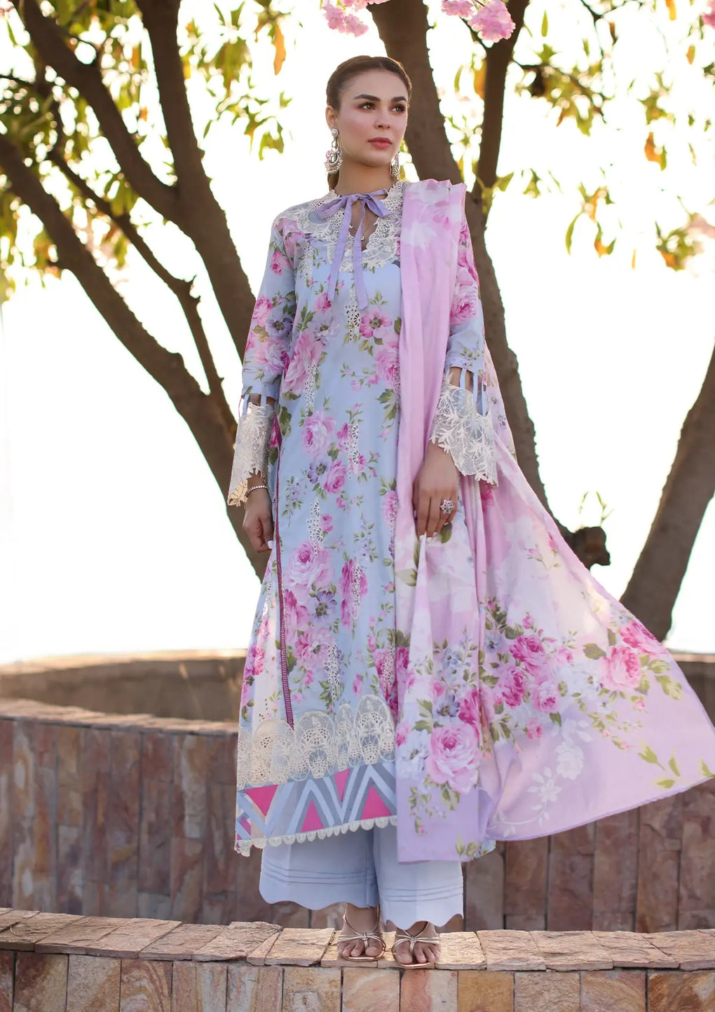 Elaf Premium | Prints Chikankari 24 | 04A OCEAN BLOSSOMS -  Elaf Premium Luxury - Original Designer Dress - House of Maryam