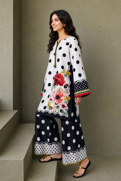 Saad Shaikh | Ease Fall Edit 26 | D-10 Co-ord Set White and Black