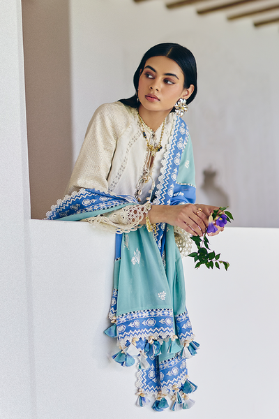 Suffuse Danae beige white cotton shirt and culottes, photo 4