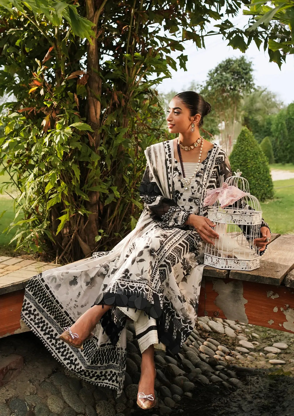 Elaf Premium | Printed Collection 24 | EEP-07B - Black Blossom -  Elaf Premium Casuals - Original Designer Dress - House of Maryam