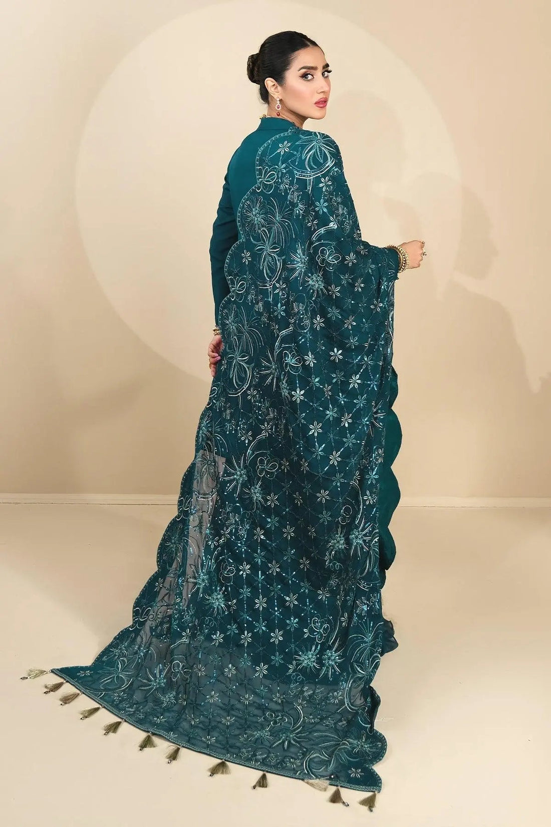 Alizeh | Ready to wear | Sea Green Pepplum 3 piece - RTW1015