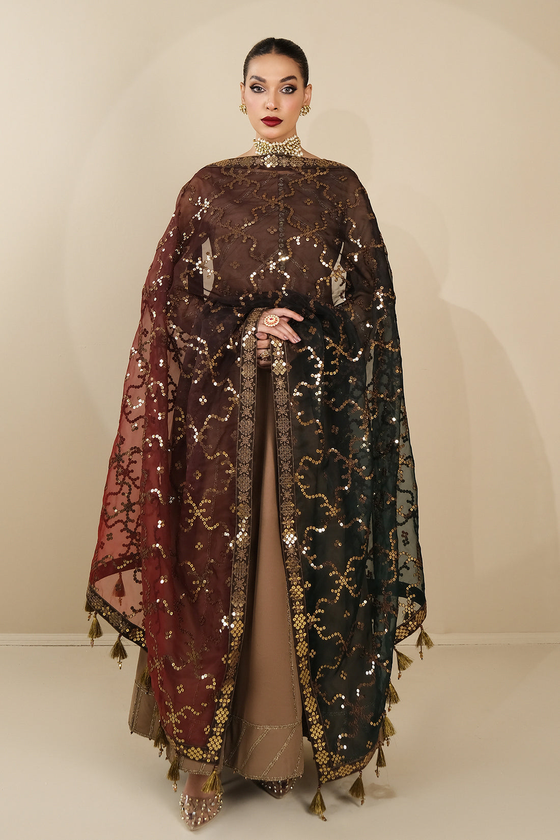 Alizeh | Formals Collection | Rose Beige Dress 3 piece - RTW1017 -  Alizeh Formal - Original Designer Dress - House of Maryam