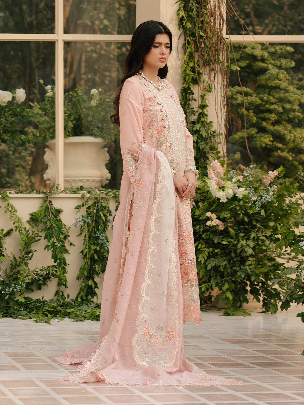 Bin Ilyas | Freesia Embroidered Lawn 25 | 101 - A -  Bin Ilyas Ladies Clothes - Original Designer Dress - House of Maryam