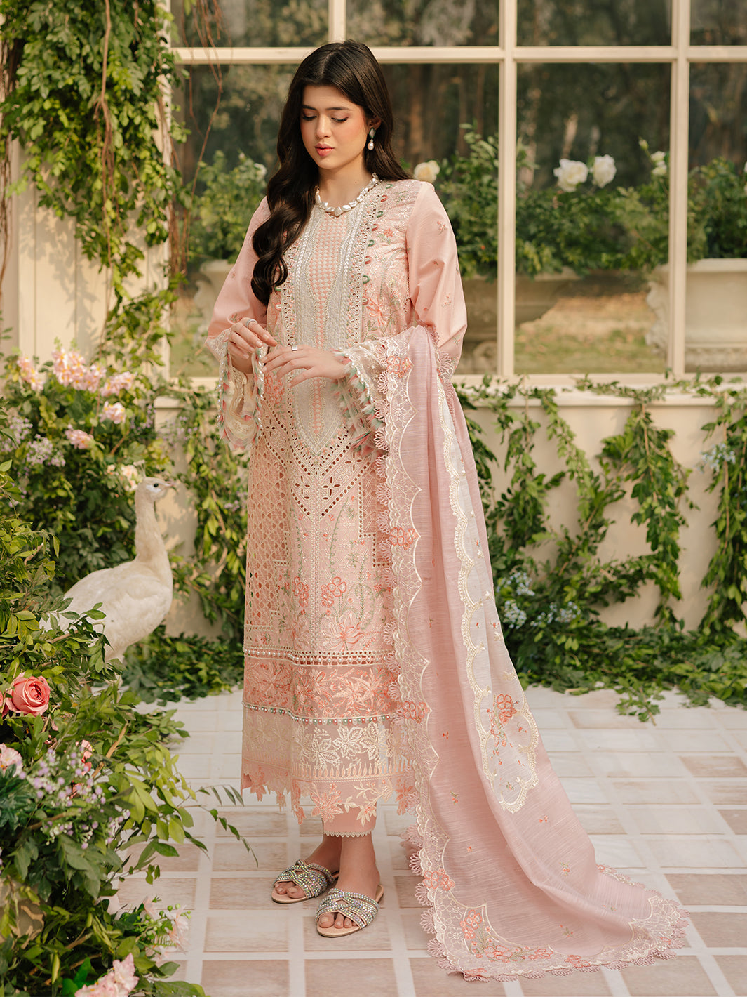 Bin Ilyas | Freesia Embroidered Lawn 25 | 101 - A -  Bin Ilyas Ladies Clothes - Original Designer Dress - House of Maryam