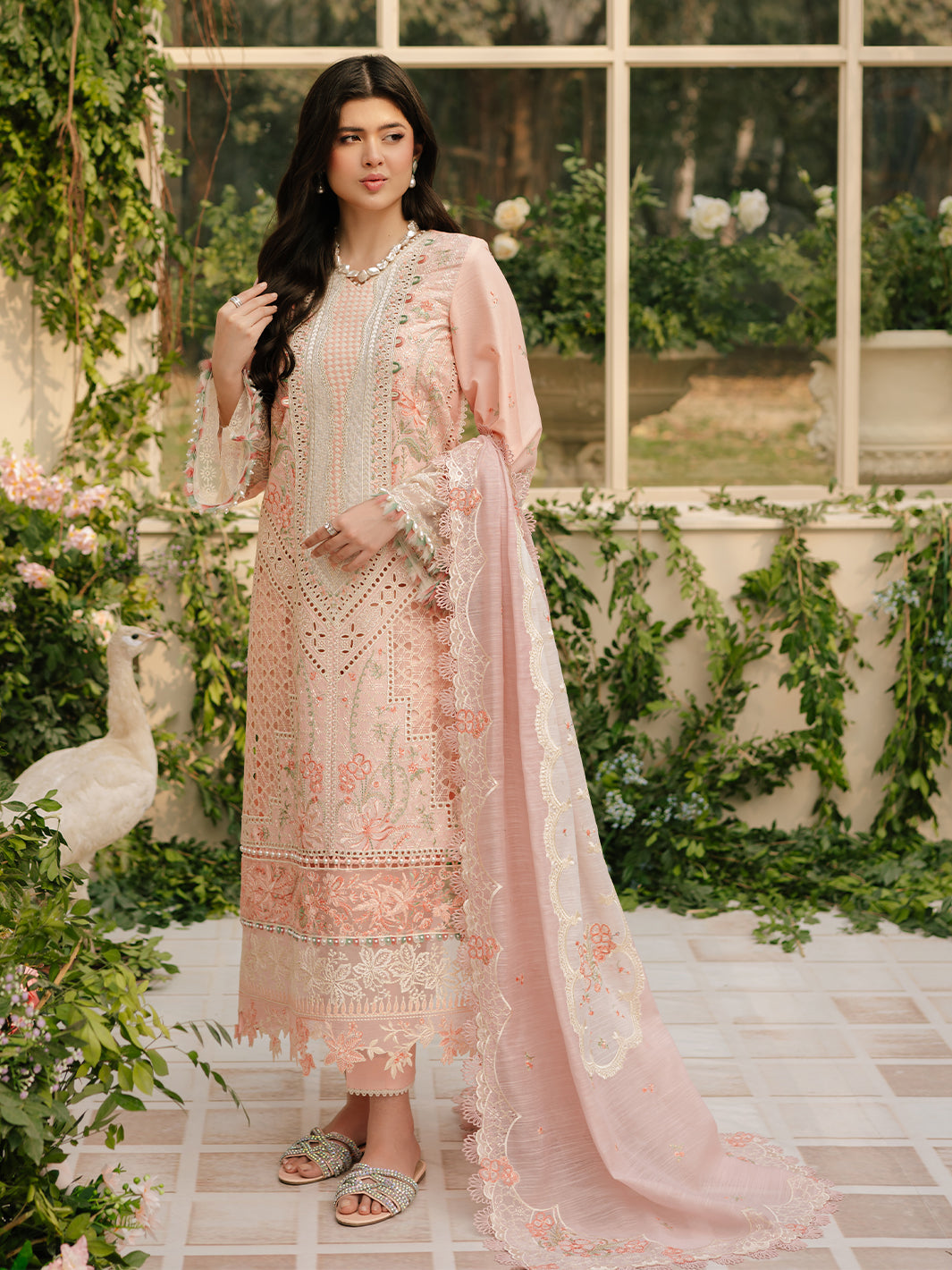 Bin Ilyas | Freesia Embroidered Lawn 25 | 101 - A -  Bin Ilyas Ladies Clothes - Original Designer Dress - House of Maryam