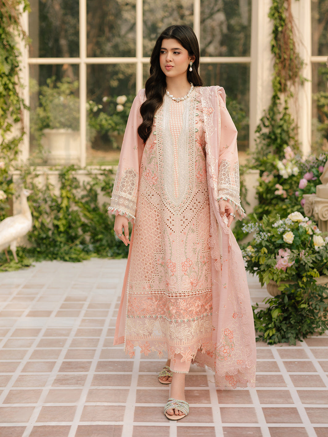 Bin Ilyas | Freesia Embroidered Lawn 25 | 101 - A -  Bin Ilyas Ladies Clothes - Original Designer Dress - House of Maryam