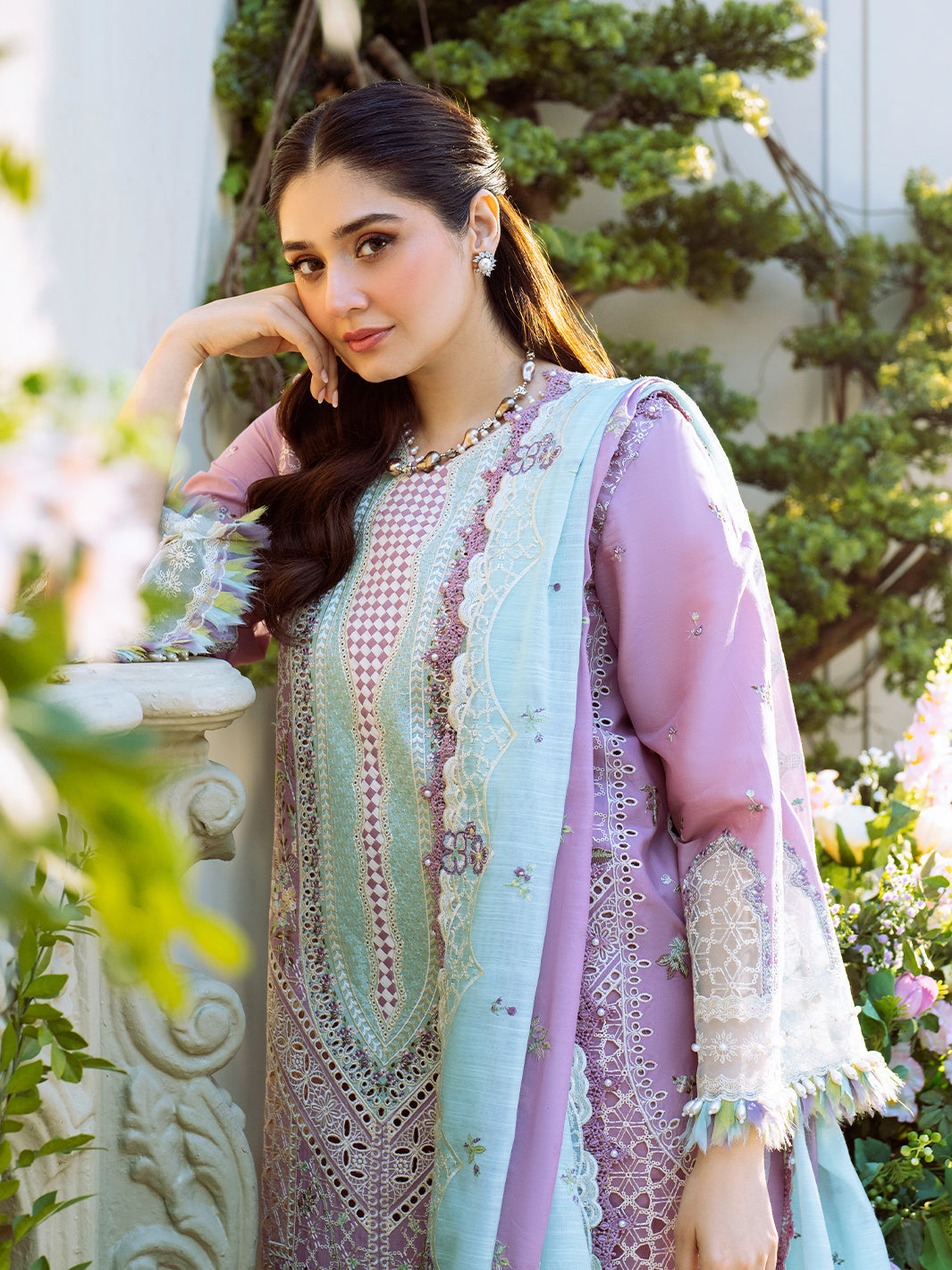 Bin Ilyas | Freesia Embroidered Lawn 25 | 101 - B -  Bin Ilyas Ladies Clothes - Original Designer Dress - House of Maryam