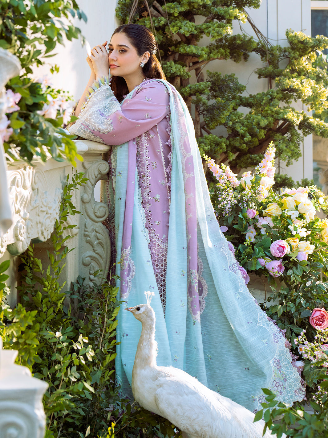 Bin Ilyas | Freesia Embroidered Lawn 25 | 101 - B -  Bin Ilyas Ladies Clothes - Original Designer Dress - House of Maryam