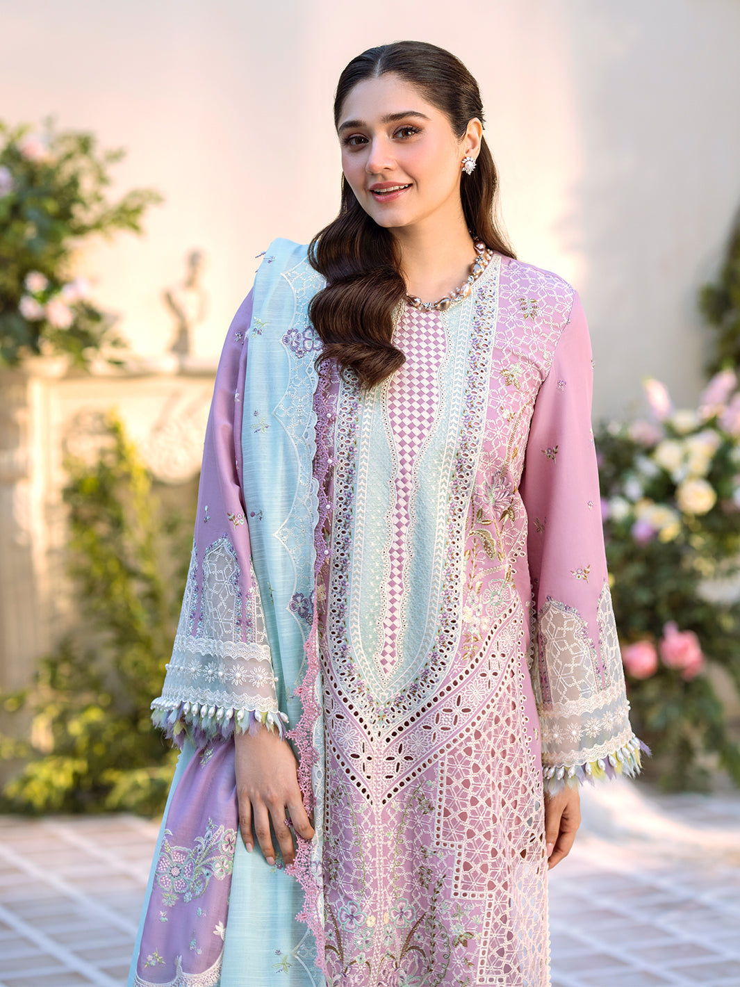 Bin Ilyas | Freesia Embroidered Lawn 25 | 101 - B -  Bin Ilyas Ladies Clothes - Original Designer Dress - House of Maryam