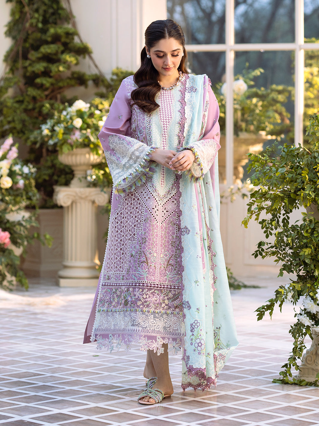 Bin Ilyas | Freesia Embroidered Lawn 25 | 101 - B -  Bin Ilyas Ladies Clothes - Original Designer Dress - House of Maryam