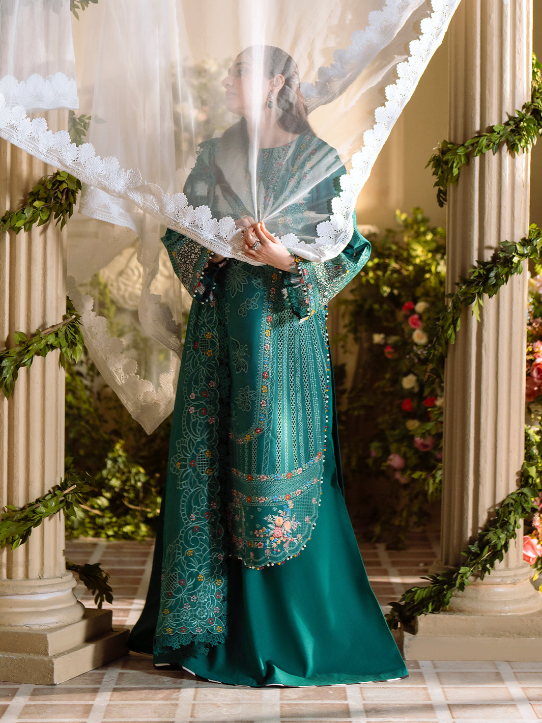 Bin Ilyas | Freesia Embroidered Lawn 25 | 102 - A -  Bin Ilyas Ladies Clothes - Original Designer Dress - House of Maryam