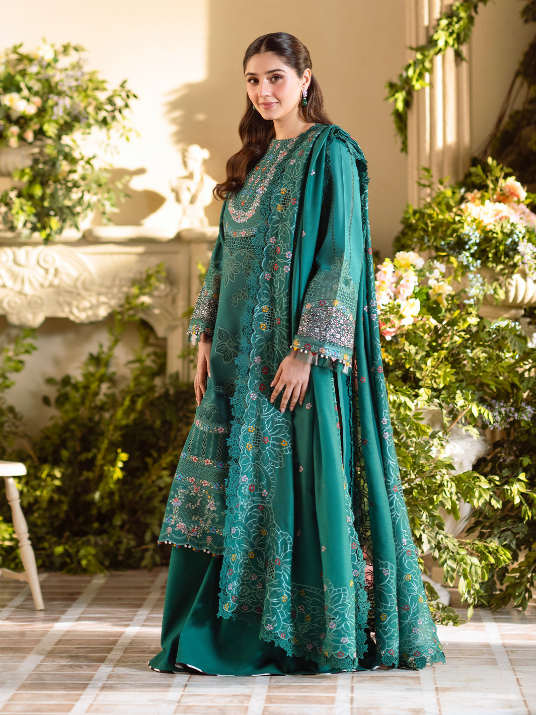Bin Ilyas | Freesia Embroidered Lawn 25 | 102 - A -  Bin Ilyas Ladies Clothes - Original Designer Dress - House of Maryam