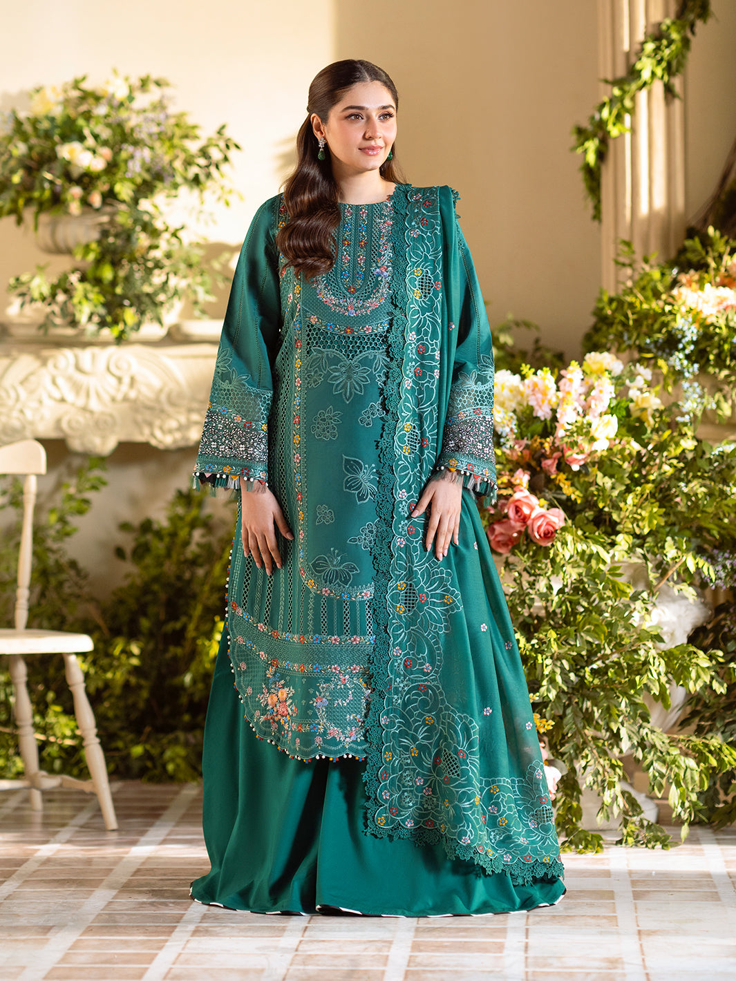 Bin Ilyas | Freesia Embroidered Lawn 25 | 102 - A -  Bin Ilyas Ladies Clothes - Original Designer Dress - House of Maryam