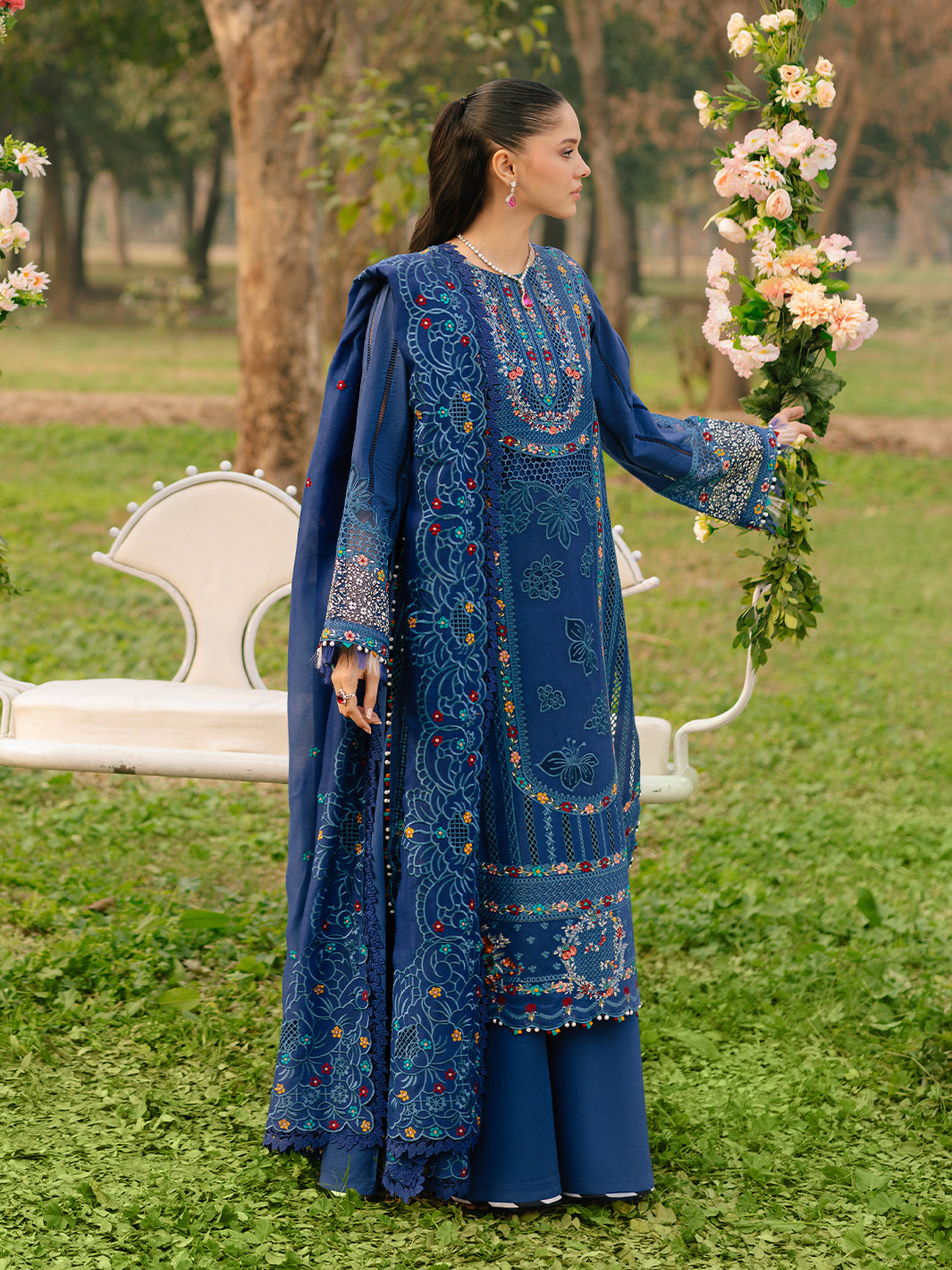 Bin Ilyas | Freesia Embroidered Lawn 25 | 102 - B -  Bin Ilyas Ladies Clothes - Original Designer Dress - House of Maryam