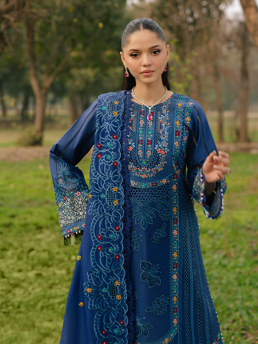 Bin Ilyas | Freesia Embroidered Lawn 25 | 102 - B -  Bin Ilyas Ladies Clothes - Original Designer Dress - House of Maryam