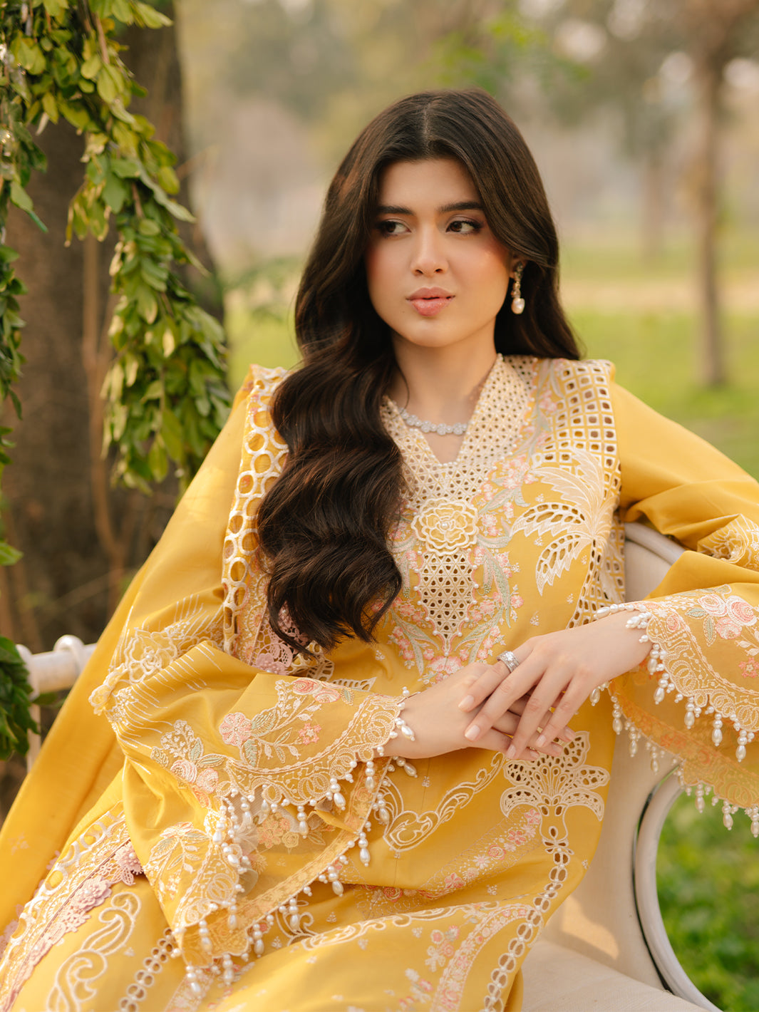 Bin Ilyas | Freesia Embroidered Lawn 25 | 104 - A -  Bin Ilyas Ladies Clothes - Original Designer Dress - House of Maryam