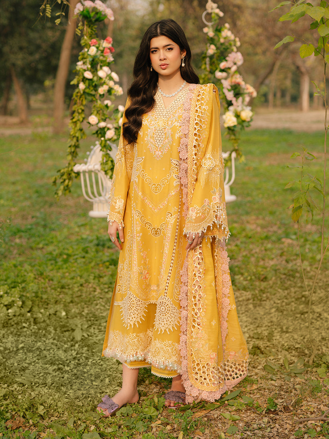 Bin Ilyas | Freesia Embroidered Lawn 25 | 104 - A -  Bin Ilyas Ladies Clothes - Original Designer Dress - House of Maryam