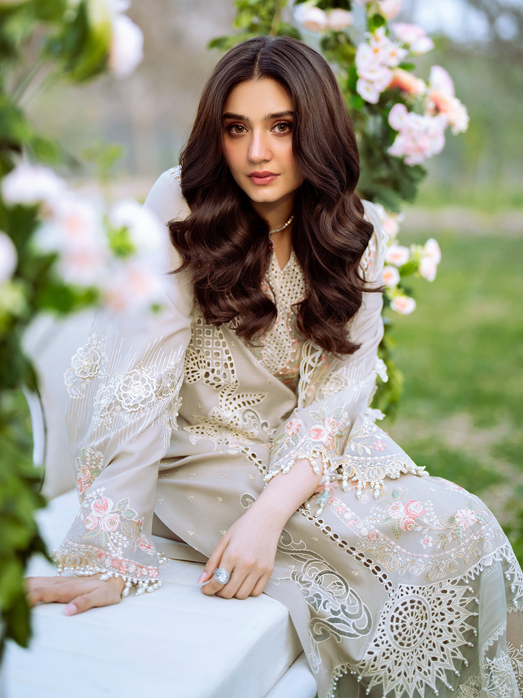 Bin Ilyas | Freesia Embroidered Lawn 25 | 104 - B -  Bin Ilyas Ladies Clothes - Original Designer Dress - House of Maryam