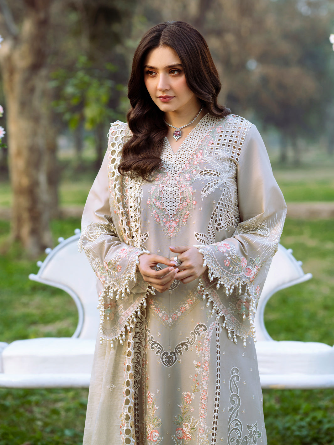 Bin Ilyas | Freesia Embroidered Lawn 25 | 104 - B -  Bin Ilyas Ladies Clothes - Original Designer Dress - House of Maryam