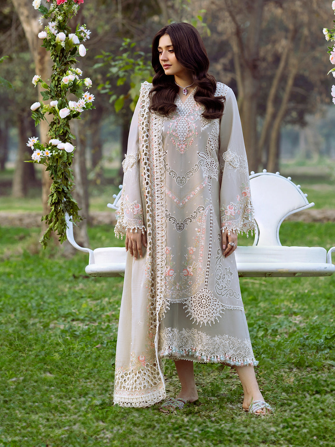 Bin Ilyas | Freesia Embroidered Lawn 25 | 104 - B -  Bin Ilyas Ladies Clothes - Original Designer Dress - House of Maryam