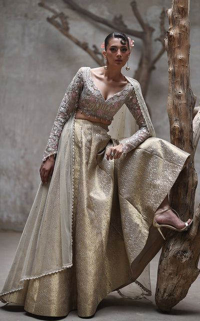 Threads and Motifs | Formal Dresses 25 | Organza Embroidered Blouse With Lehenga -  Threads and Motifs Ladies Clothes - Original Designer Dress - House of Maryam