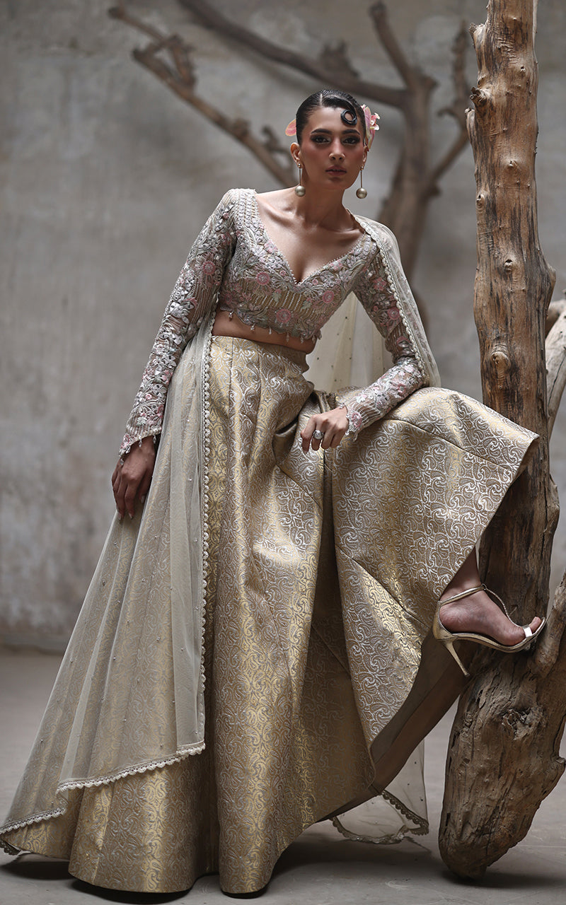 Threads and Motifs | Formal Dresses 25 | Organza Embroidered Blouse With Lehenga -  Threads and Motifs Ladies Clothes - Original Designer Dress - House of Maryam