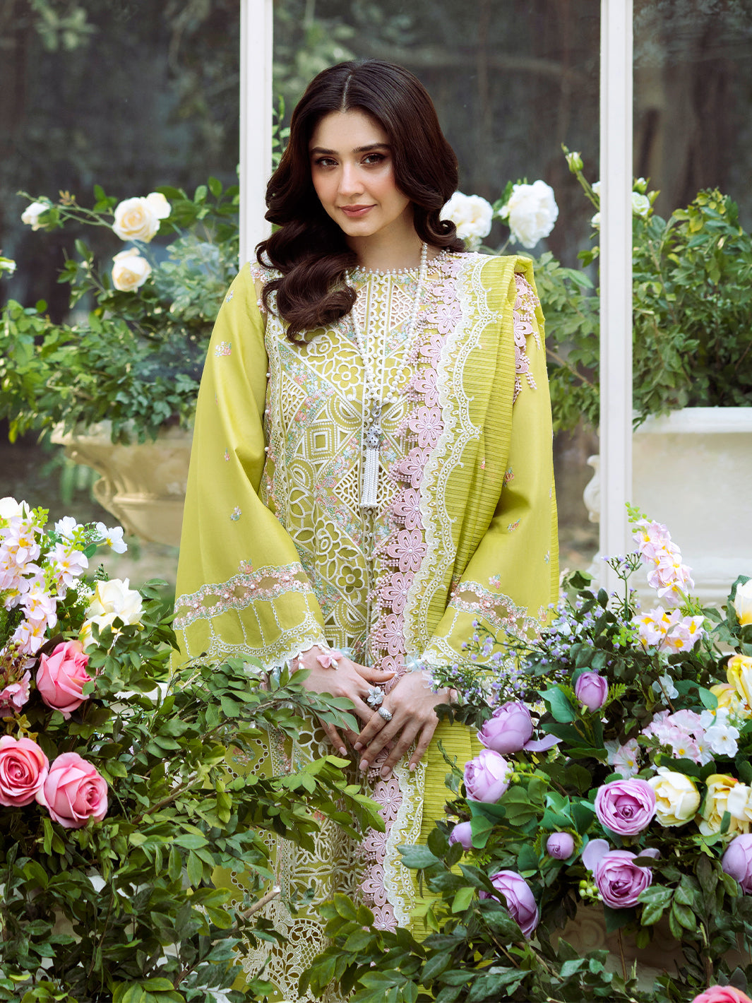 Bin Ilyas | Freesia Embroidered Lawn 25 | 105 - A -  Bin Ilyas Ladies Clothes - Original Designer Dress - House of Maryam
