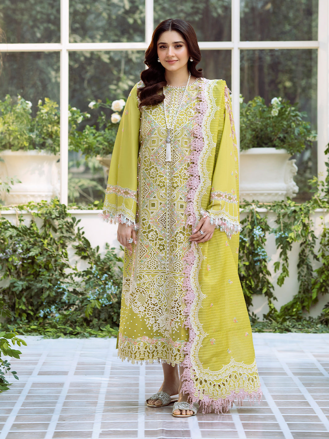 Bin Ilyas | Freesia Embroidered Lawn 25 | 105 - A -  Bin Ilyas Ladies Clothes - Original Designer Dress - House of Maryam