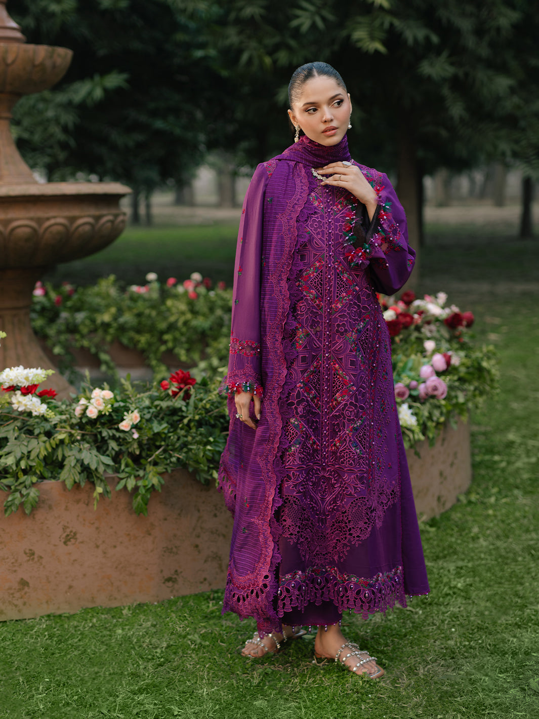 Bin Ilyas | Freesia Embroidered Lawn 25 | 105 - B -  Bin Ilyas Ladies Clothes - Original Designer Dress - House of Maryam