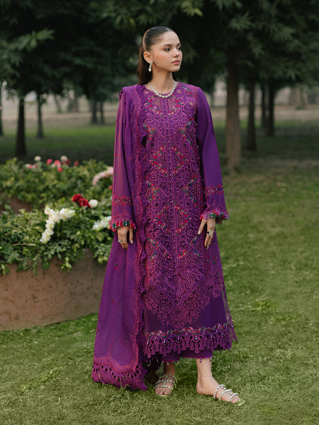 Bin Ilyas | Freesia Embroidered Lawn 25 | 105 - B -  Bin Ilyas Ladies Clothes - Original Designer Dress - House of Maryam