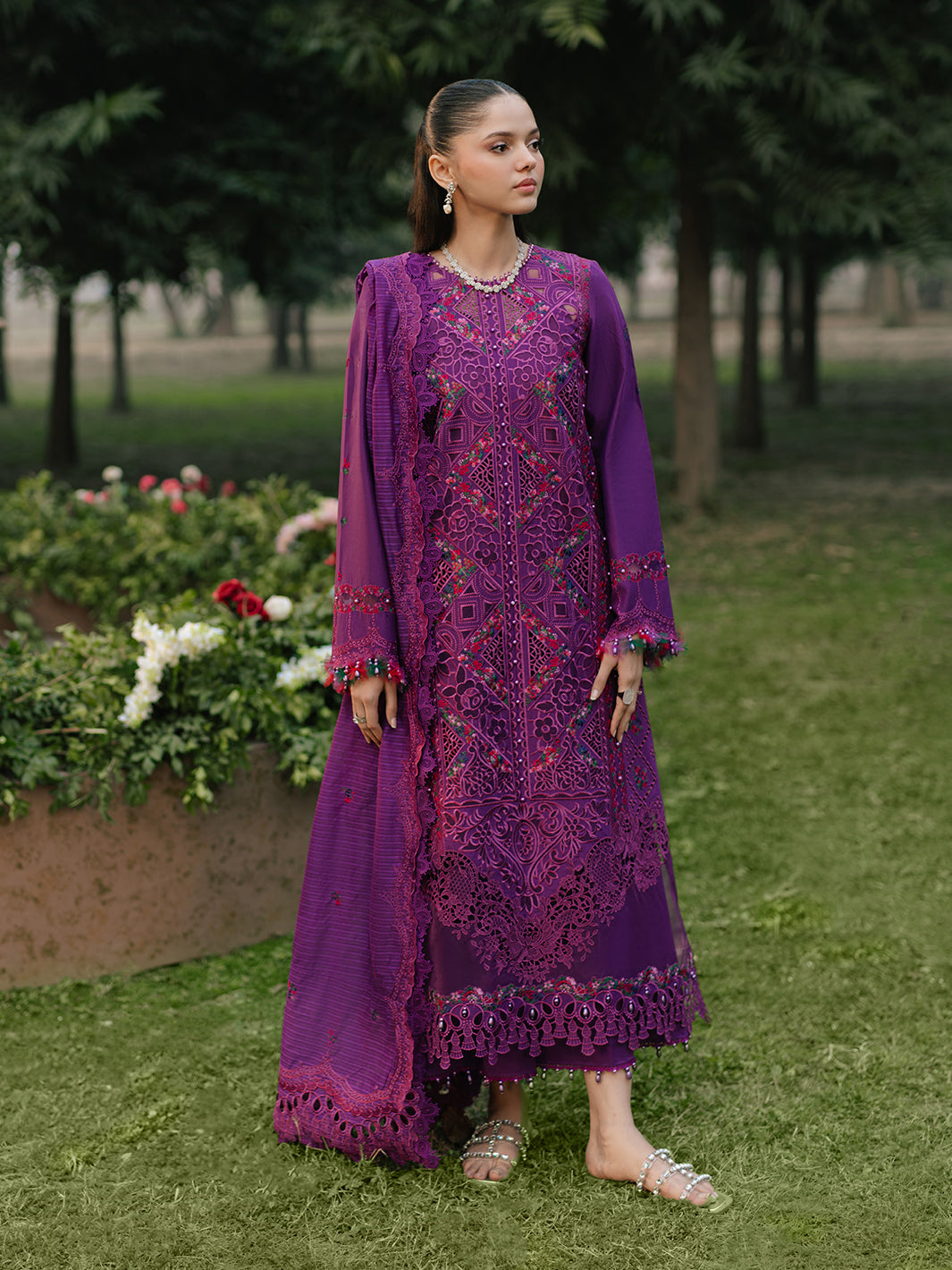 Bin Ilyas | Freesia Embroidered Lawn 25 | 105 - B -  Bin Ilyas Ladies Clothes - Original Designer Dress - House of Maryam