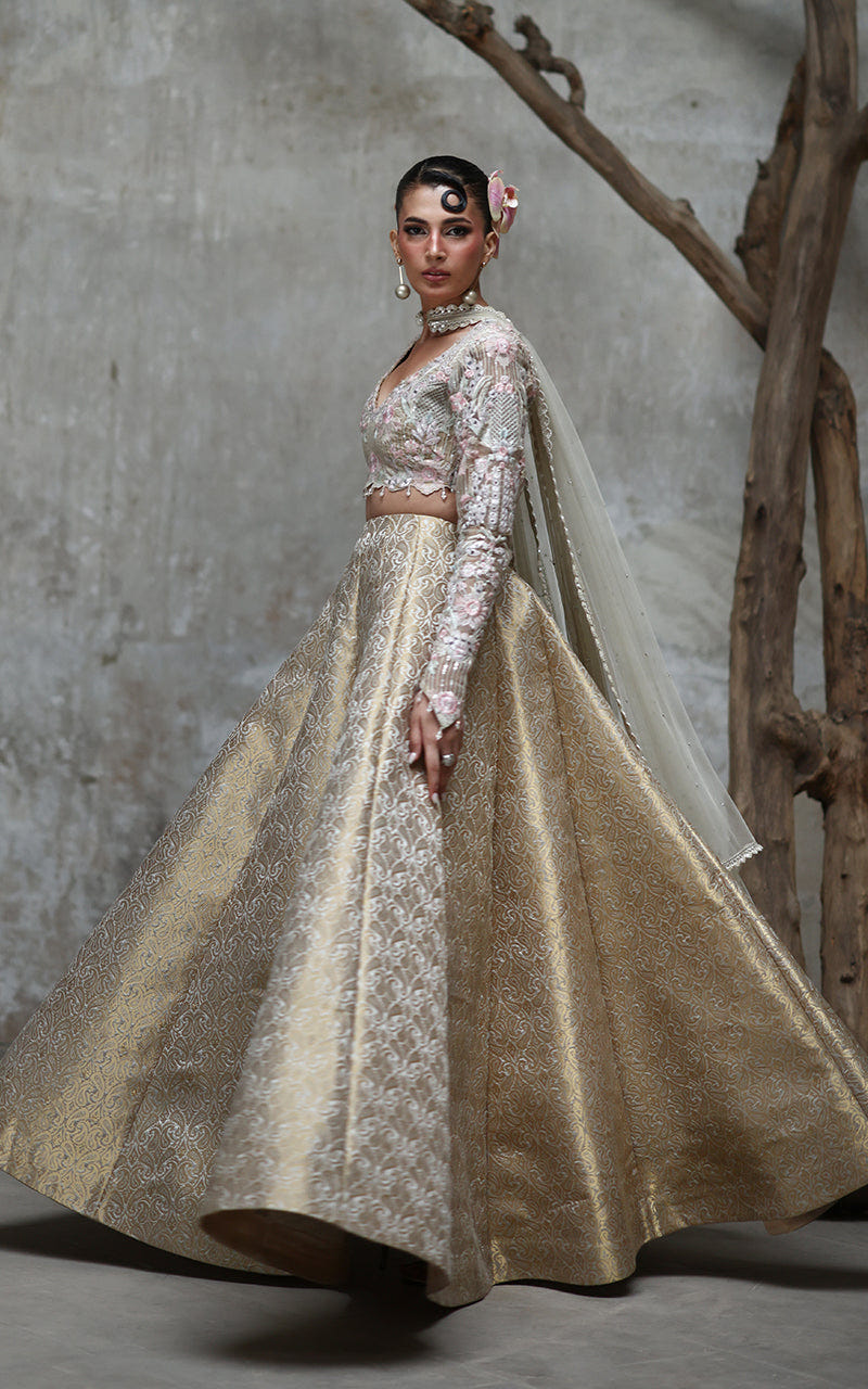 Threads and Motifs | Formal Dresses 25 | Organza Embroidered Blouse With Lehenga -  Threads and Motifs Ladies Clothes - Original Designer Dress - House of Maryam