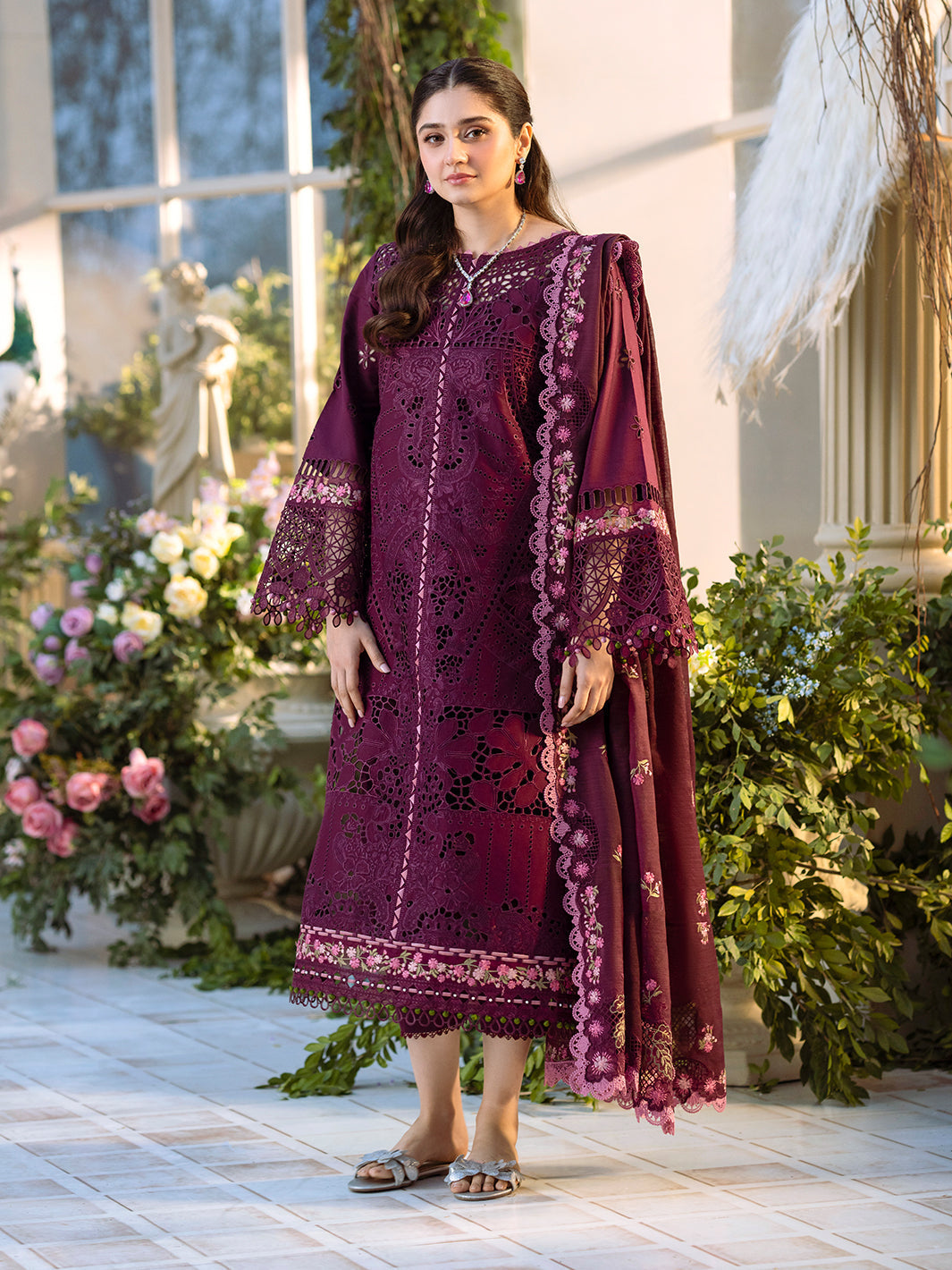 Bin Ilyas | Freesia Embroidered Lawn 25 | 106 - A -  Bin Ilyas Ladies Clothes - Original Designer Dress - House of Maryam