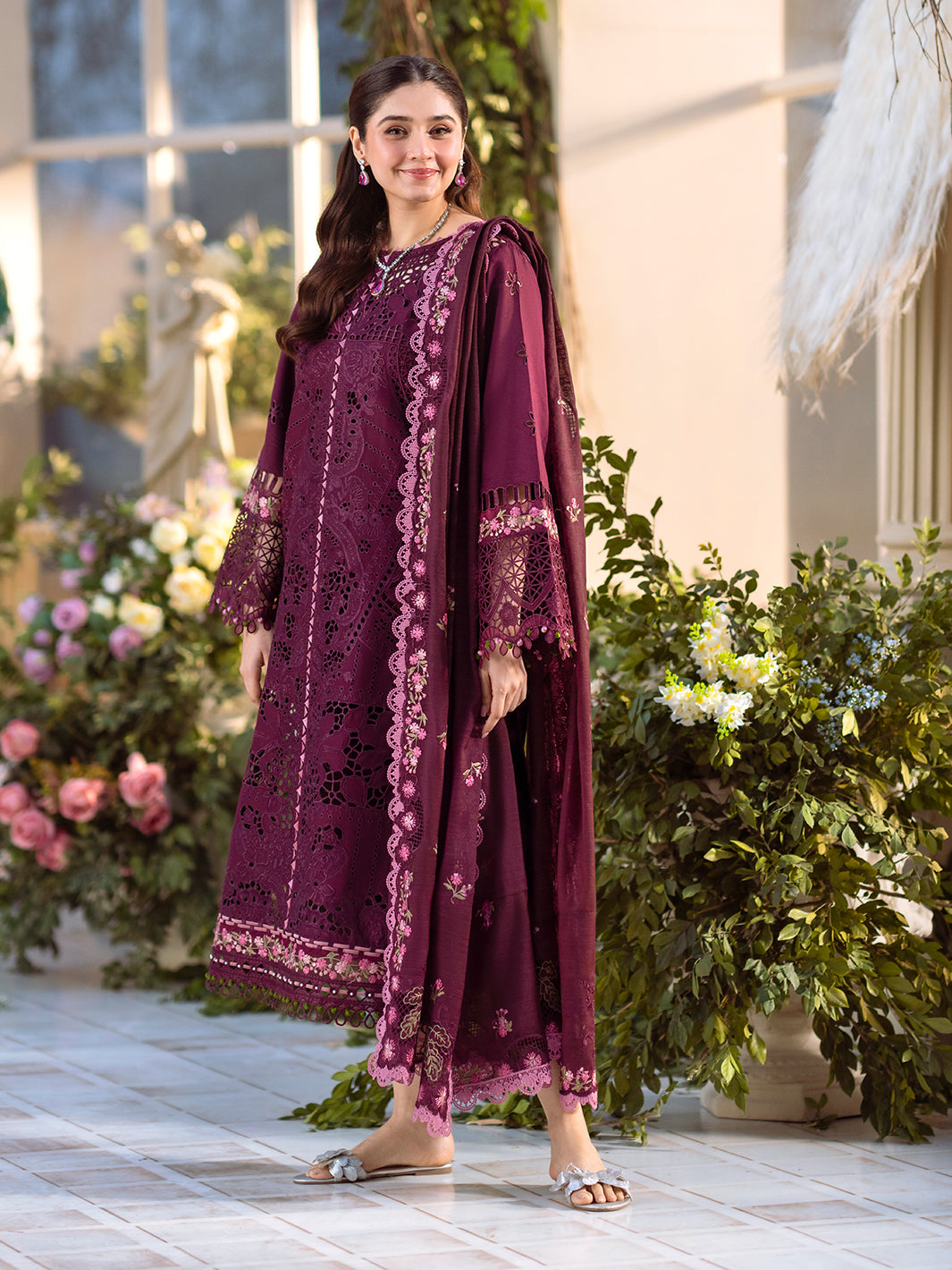 Bin Ilyas | Freesia Embroidered Lawn 25 | 106 - A -  Bin Ilyas Ladies Clothes - Original Designer Dress - House of Maryam