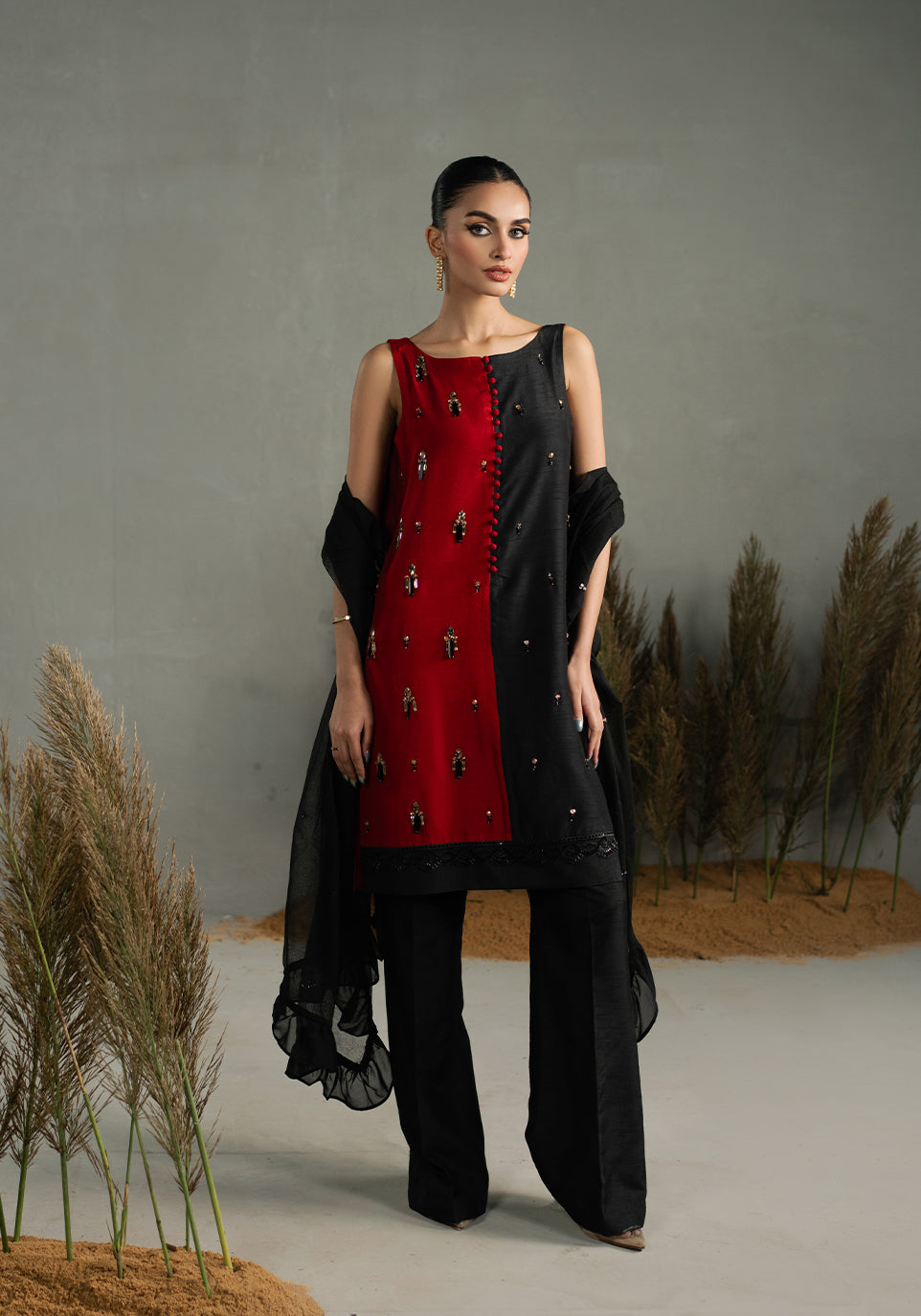 Zarqash | Silk Edit | ZQS 023 CRIMSYN -  Zarqash Ladies Clothes - Original Designer Dress - House of Maryam