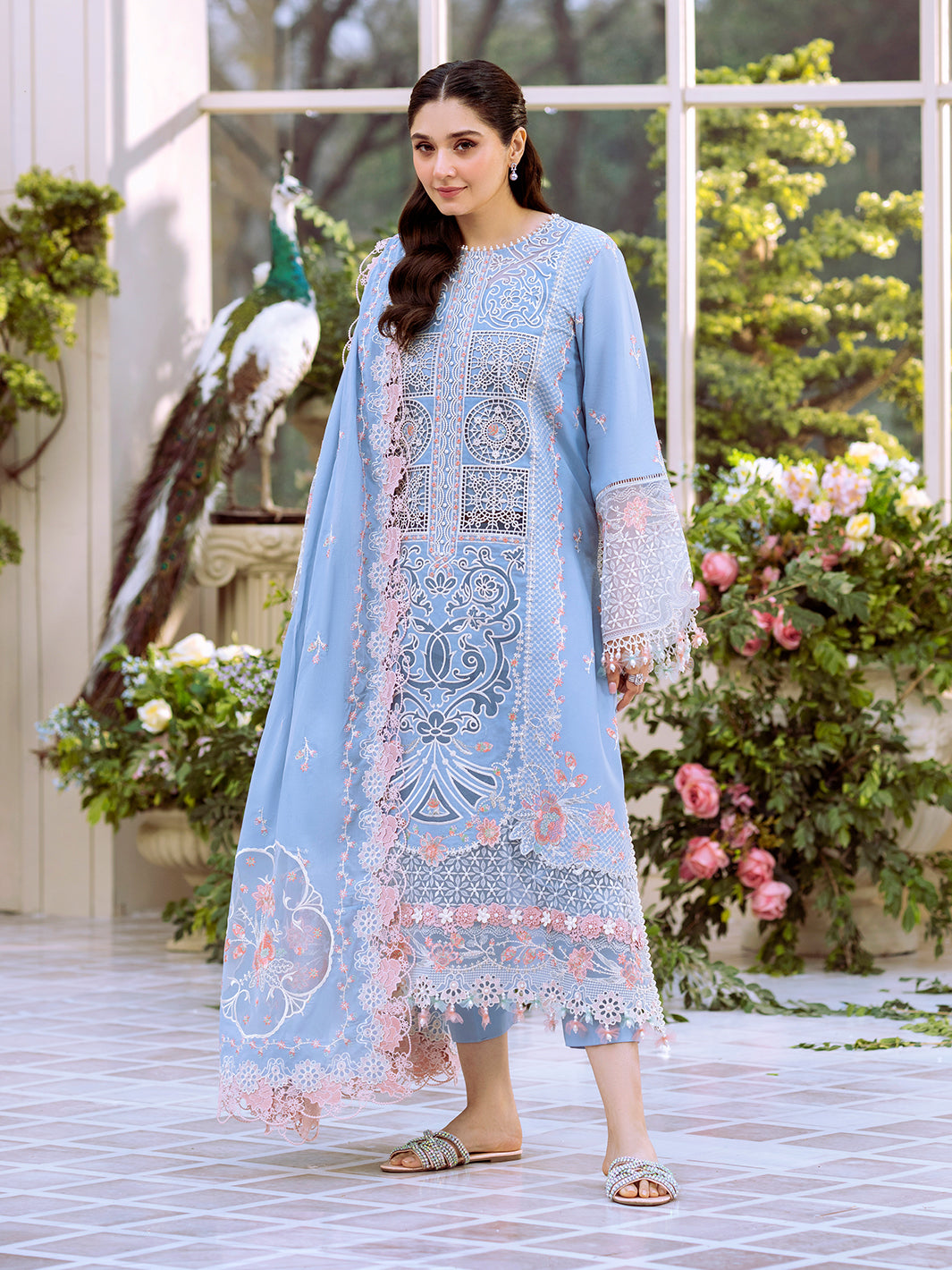 Bin Ilyas | Freesia Embroidered Lawn 25 | 107 - A -  Bin Ilyas Ladies Clothes - Original Designer Dress - House of Maryam