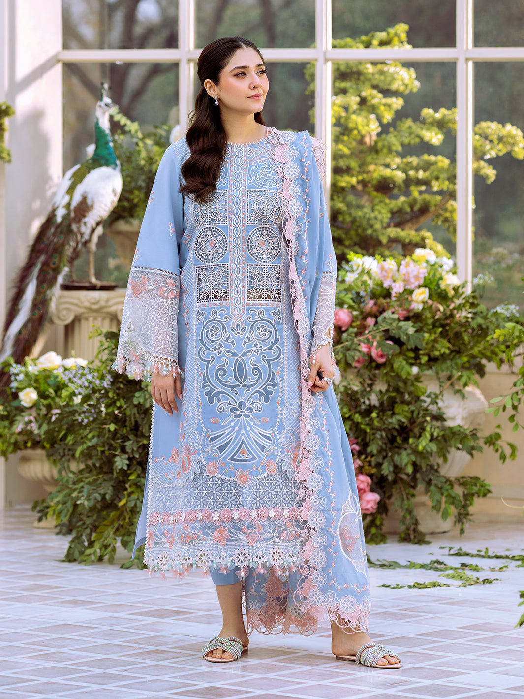 Bin Ilyas | Freesia Embroidered Lawn 25 | 107 - A -  Bin Ilyas Ladies Clothes - Original Designer Dress - House of Maryam