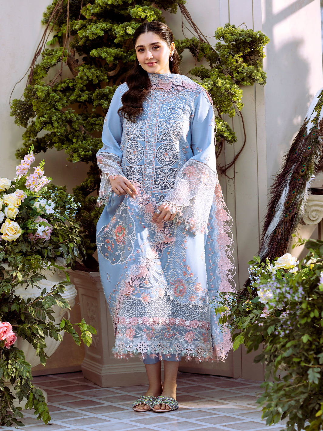 Bin Ilyas | Freesia Embroidered Lawn 25 | 107 - A -  Bin Ilyas Ladies Clothes - Original Designer Dress - House of Maryam