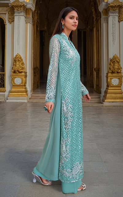 Threads and Motifs | Formal Dresses 25 | Net Embroidered Jacket With Trouser -  Threads and Motifs Ladies Clothes - Original Designer Dress - House of Maryam