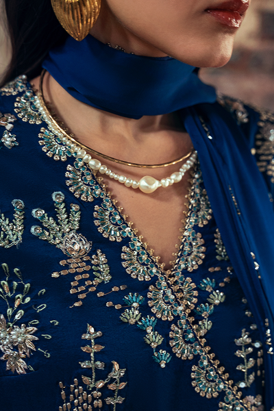 Suffuse Kira midnight blue silk angrakha suit, photo 3