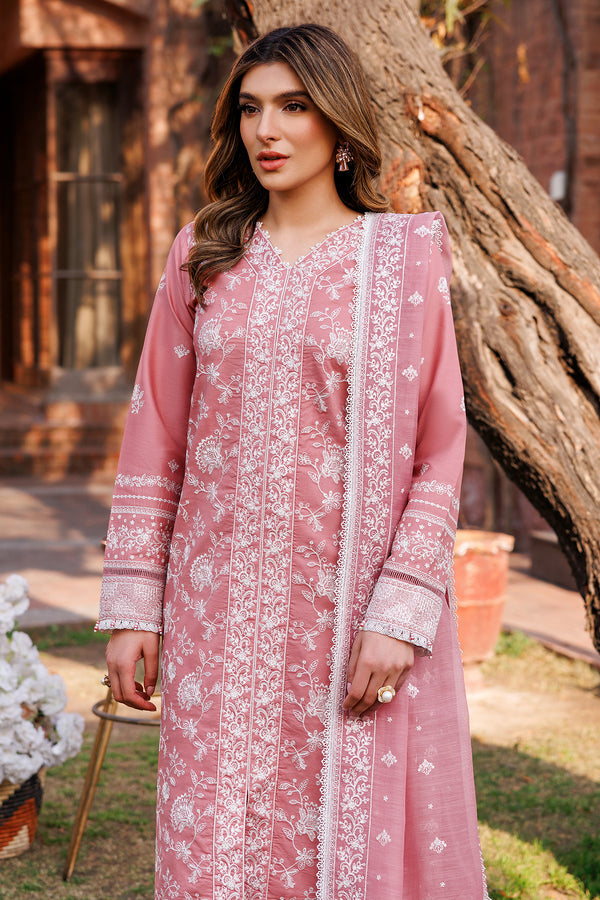 Farasha | Dastoor Embroidered Lawn SS24 | PEARL MIST