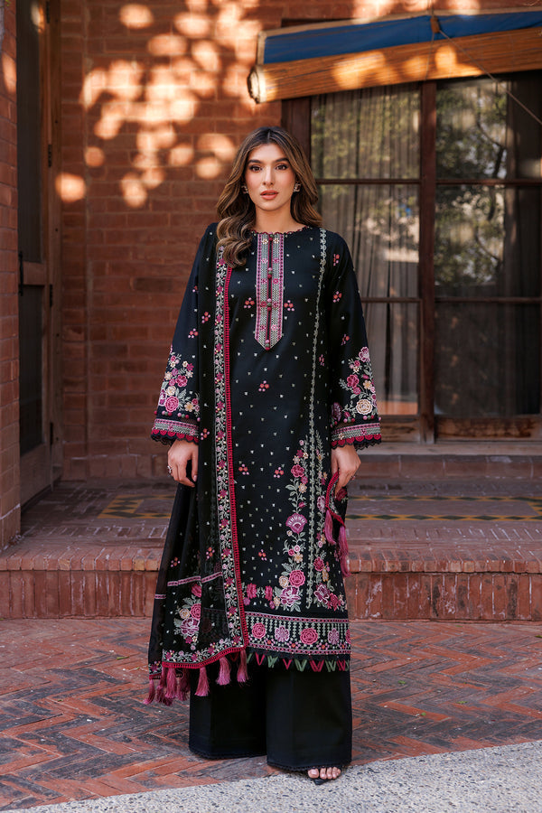 Farasha | Dastoor Embroidered Lawn SS24 | ORNATE NOIR by Designer Farasha - House of Maryam - Pakistani Designer Ethnic Wear in {{ shop.shopifyCountryName }}