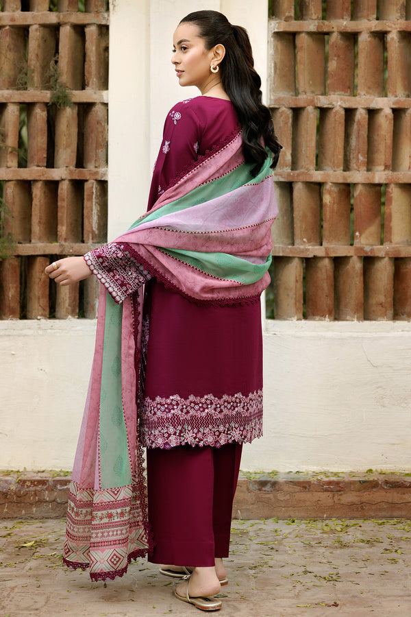 Farasha | Summer Weaves Embroidered Lawn | Satin Ruby -  Farasha Ladies Clothes - Original Designer Dress - House of Maryam