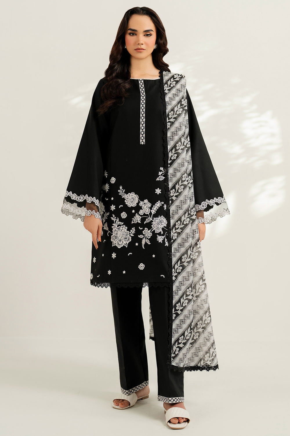 Farasha | Thread Lines Embroidered | Skylit Rouge -  Farasha Ladies Clothes - Original Designer Dress - House of Maryam