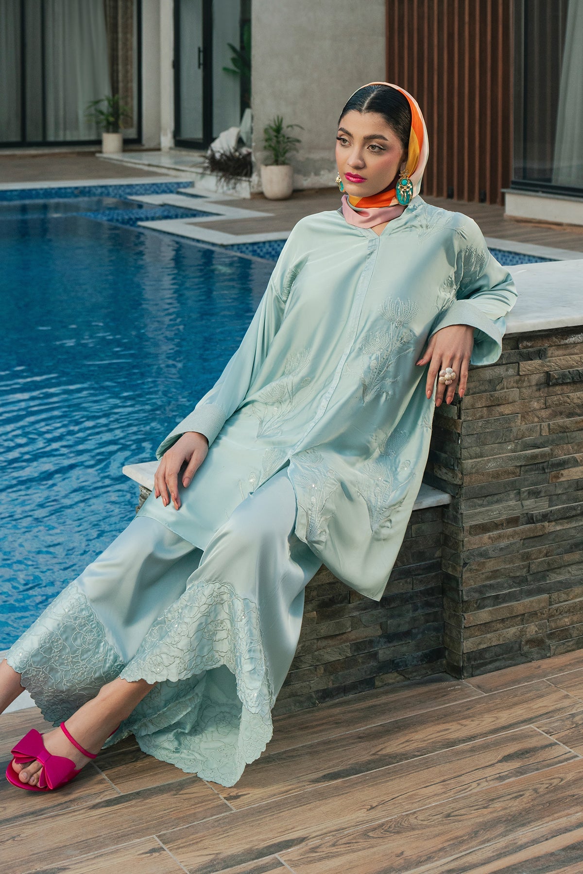 Fahad Hussayn | Lawn Banger | Aqua Babe -  Erum Khan Ladies Clothes - Original Designer Dress - House of Maryam