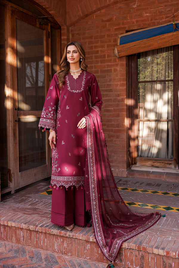 Farasha | Dastoor Embroidered Lawn SS24 | RUBY GLAM by Designer Farasha - House of Maryam - Pakistani Designer Ethnic Wear in {{ shop.shopifyCountryName }}