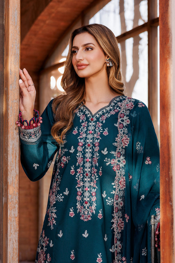 Farasha | Dastoor Embroidered Lawn SS24 | EMERALD CHARM