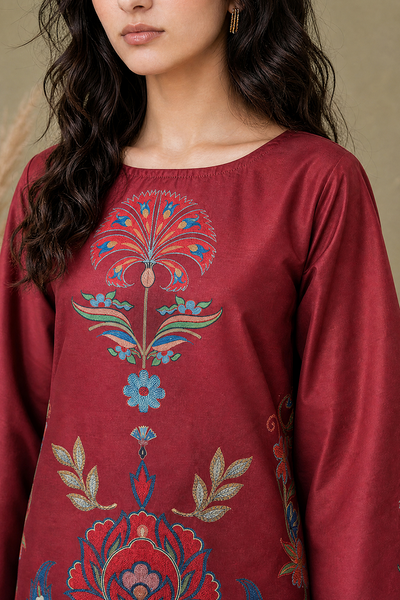 Saad Shaikh | Ease Fall Edit 26 | D-11 Co-ord Set Maroon and White